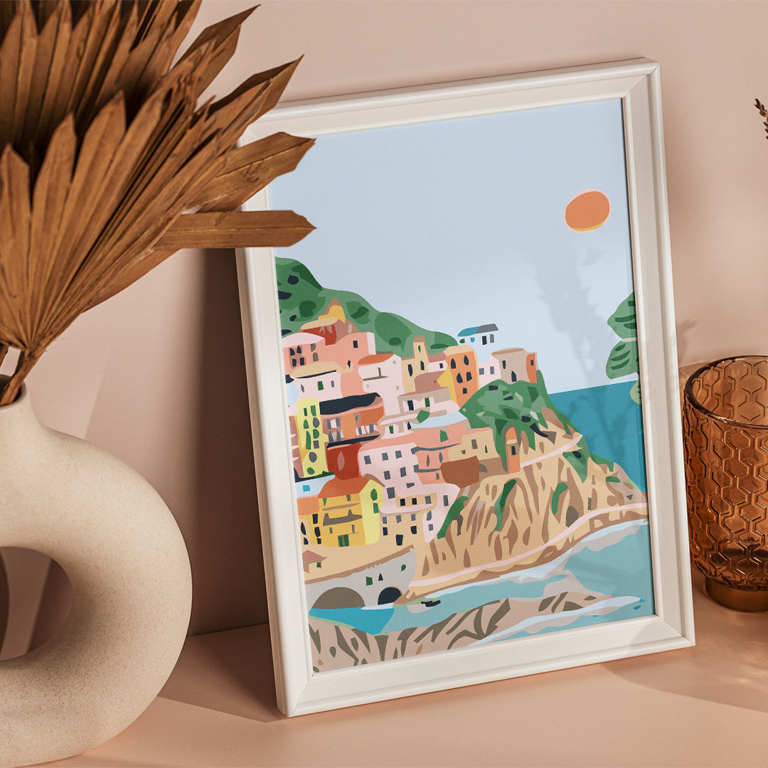 Peinture par numéros La ville près de la mer - kit La Vague Créative