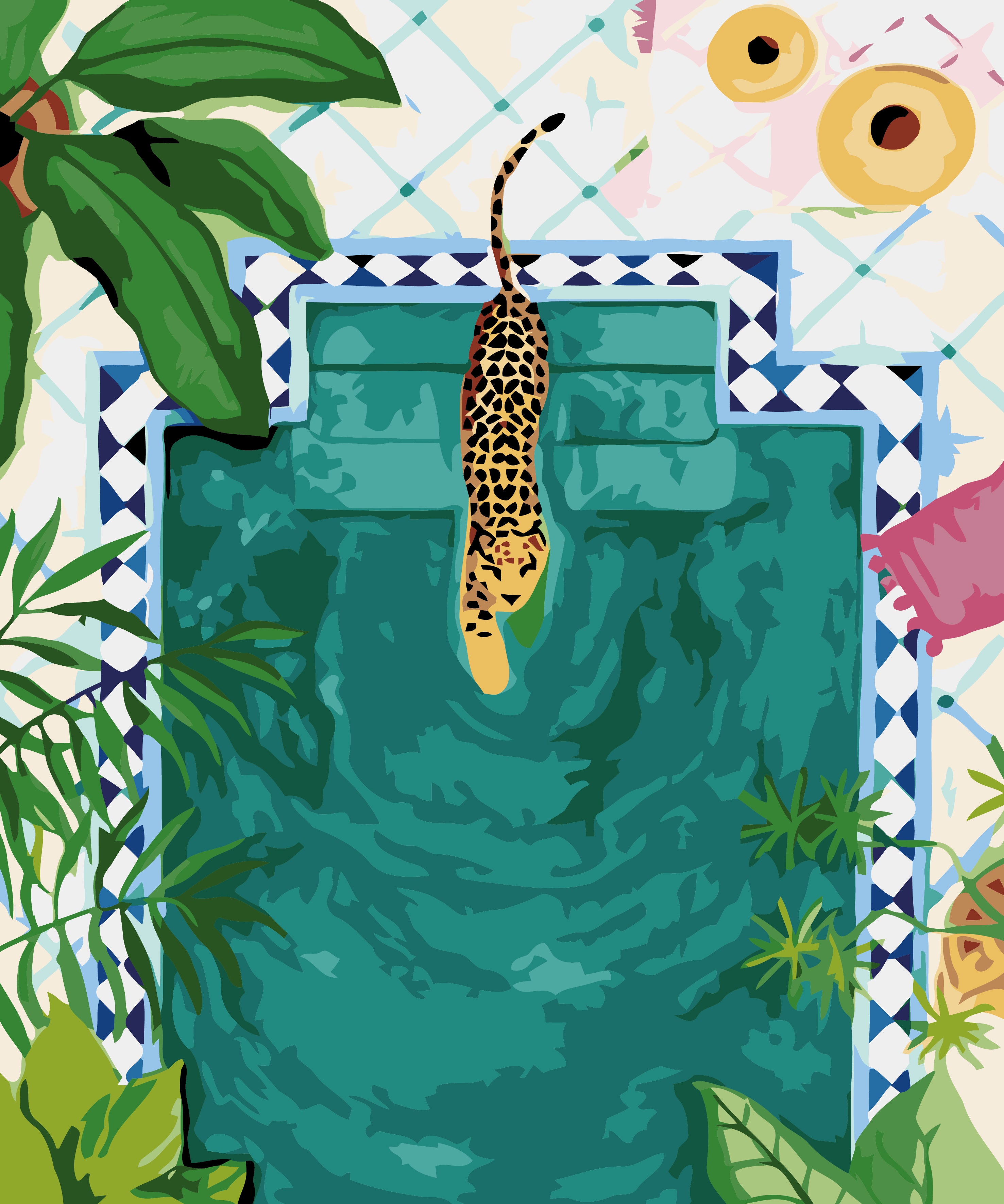 Le Tigre dans la piscine | Peinture aux numéros