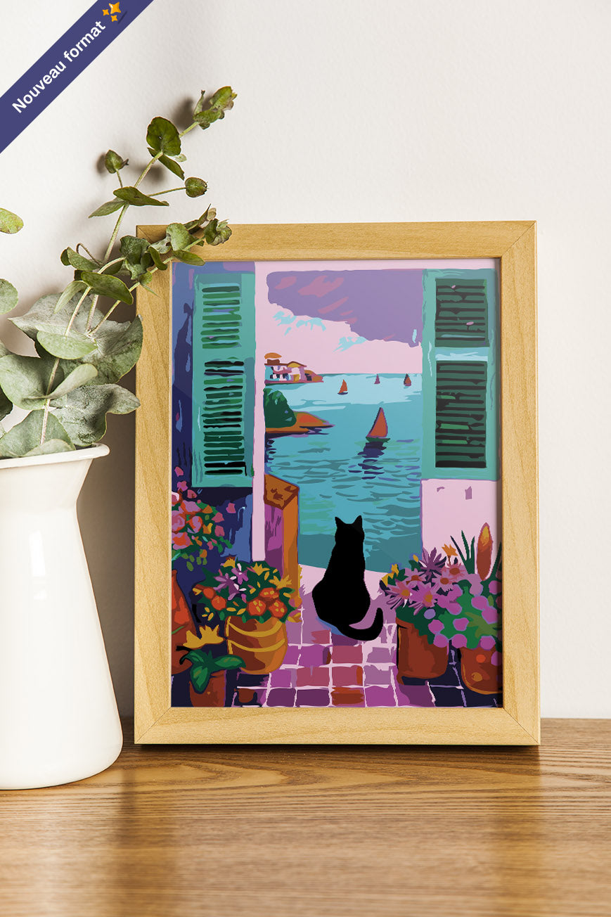 Le chat et le bateau | Peinture sur numéros