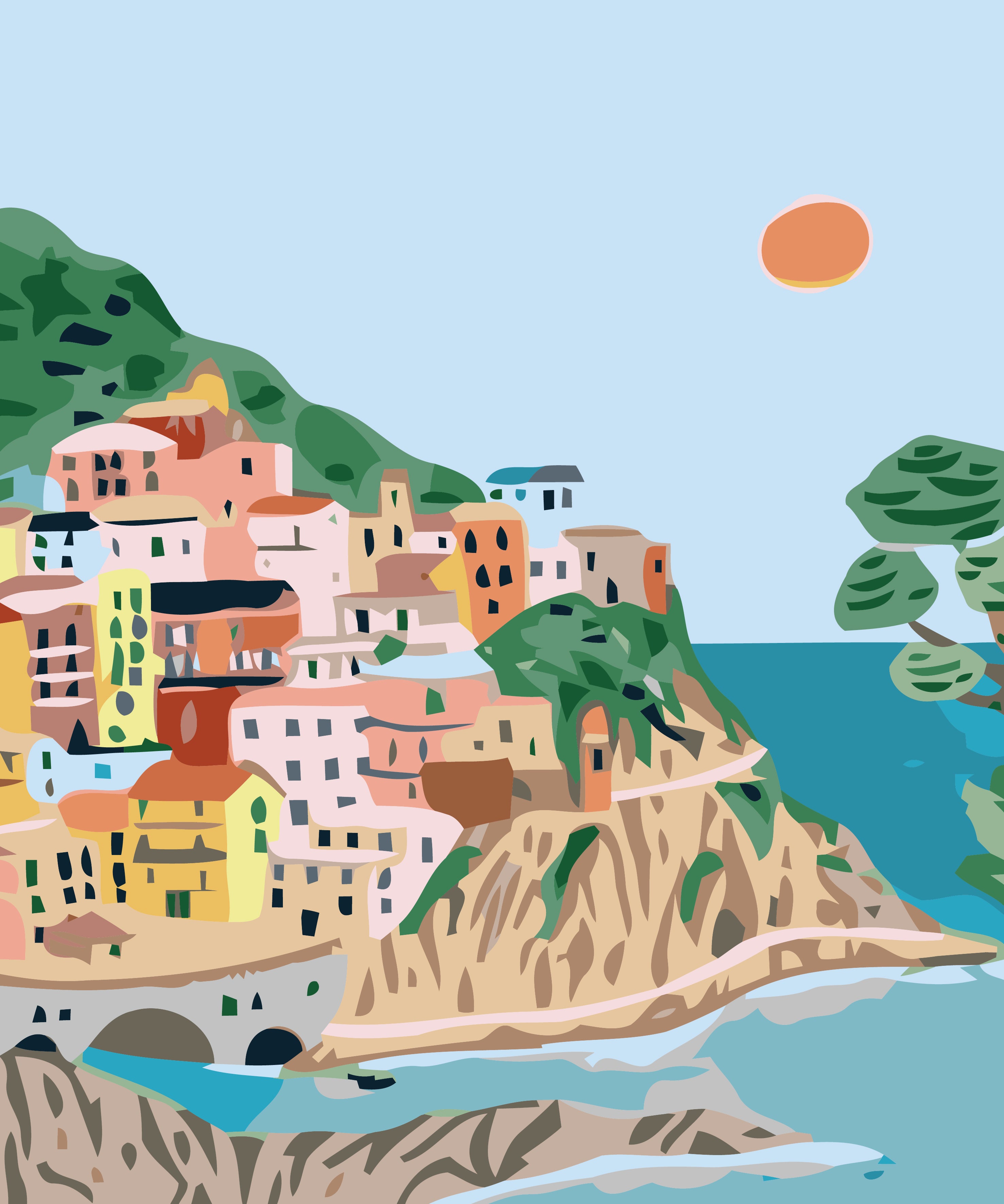 La ville près de la mer | Peinture aux numéros