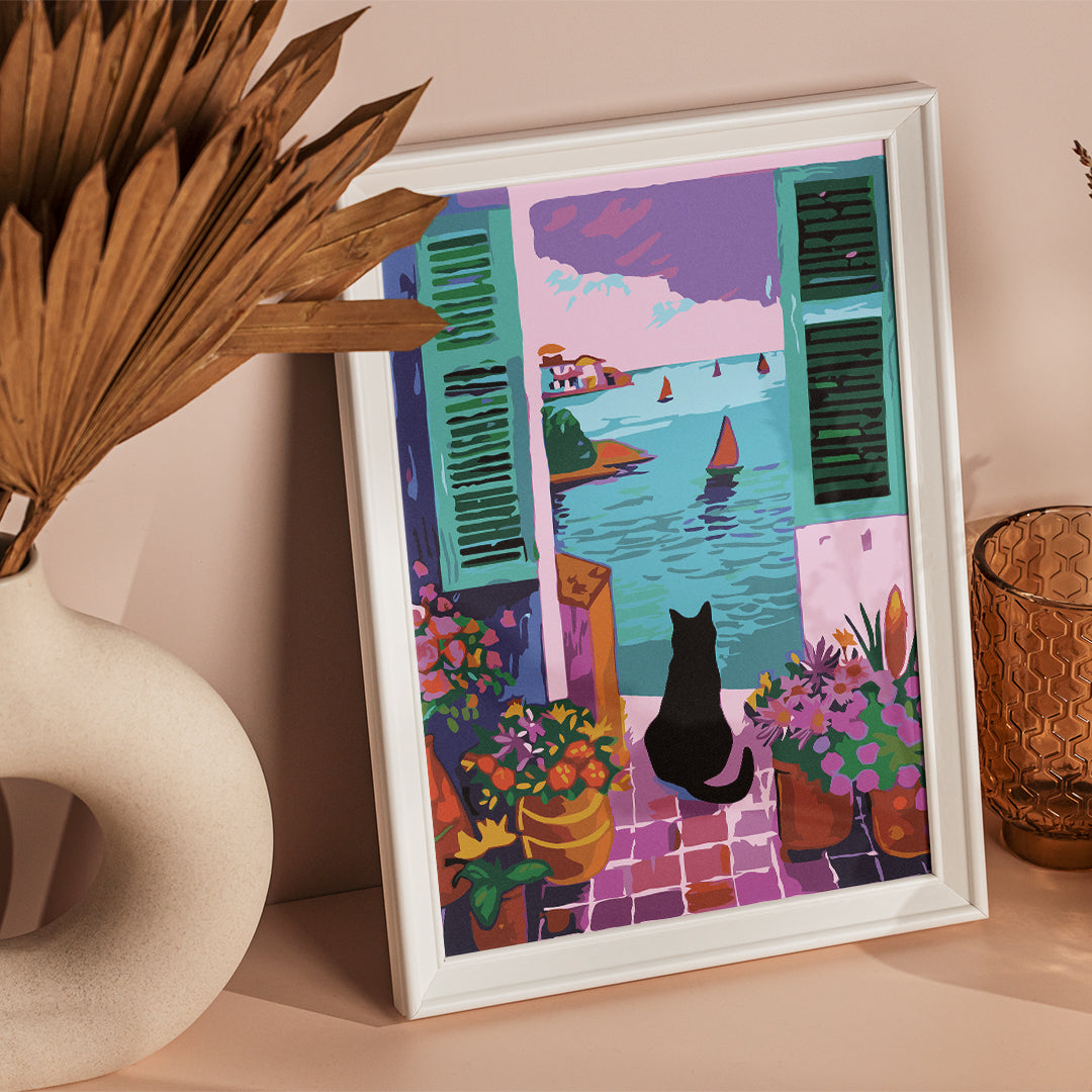 Le chat et le bateau | Peinture aux numéros