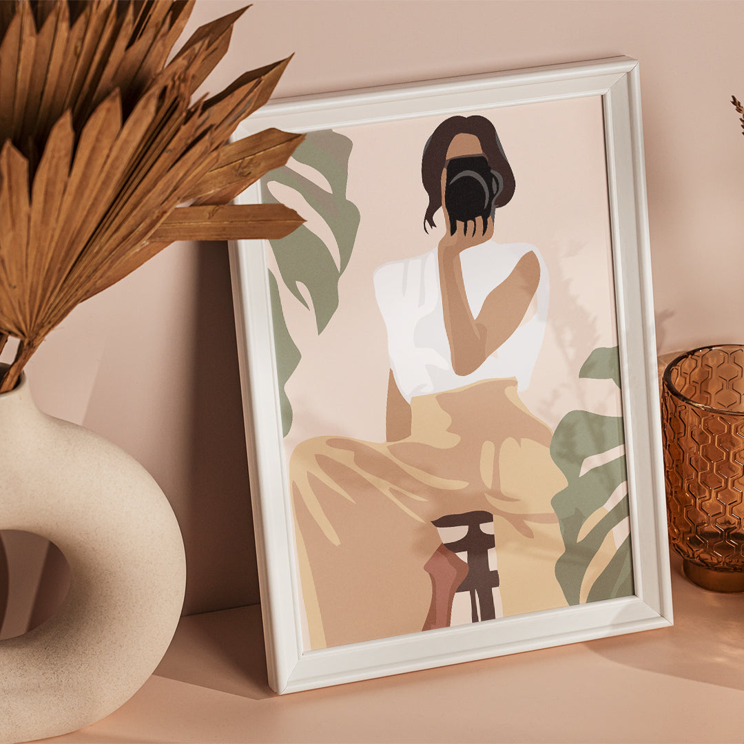 La femme à l'appareil photo | Peinture aux numéros